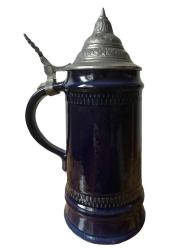 Lüksemburg Şerbetçiotu Desenli Zin Kapaklı Seramik Bira Bardağı Tankart