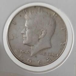 1968 ABD AMERİKA YARIM HALF DOLLAR ORİJİNAL GÜMÜŞ MADENİ PARASI KENNEDY FİGÜRLÜ ÇİLALTI BB2RR1A ÇOK NADİR