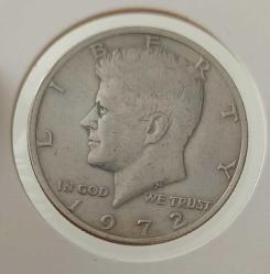 1972 ABD AMERİKA YARIM HALF DOLLAR ORİJİNAL GÜMÜŞ MADENİ PARASI KENNEDY FİGÜRLÜ ÇİLALTI CCC3E1 ÇOK NADİR