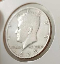 1972 ABD AMERİKA YARIM HALF DOLLAR ORİJİNAL GÜMÜŞ MADENİ PARASI KENNEDY FİGÜRLÜ ÇİLALTI CCC3E1 ÇOK NADİR