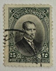 1927 TC Atatürk 25 Kuruş Londra baskı damgalı pul