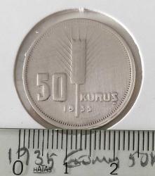 1935 YILI ORİJİNAL GÜMÜŞ 50 ELLİ KURUŞ RR1VV2AA ÇOK NADİR