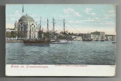 OSMANLI DÖNEMİ ISTANBUL DOLMABAHÇE SARAYI ÖNÜNDE YELKENLİ GEMİLER TEMALI KARTPOSTAL...