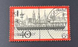 Almanya Pulu - Germany Stamp - Postadan Geçmiş Pul Filateli - 1969 DAMGALI - Hamburg şehrini tasvir eden pul , 40 PARA - YABANCI PULLAR, NOSTALJİK DOĞUM GÜNÜ HEDİYESİ