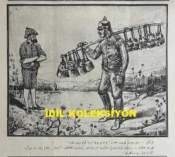 Osmanlıca Karagöz Mizah Dergisi-Gazetesi, Orijinal Dönem Basım, (Ottoman Magazine-Newspaper-Journal Illustré Kara-Gueuz) - 2 Aralık 1914 - Sayı: 694 - Hicri: 13 Muharrem 1332 - Rumi: 19 Teşrin-i Sani 1330 - Karikatürist Ali Fuat Bey'in Çalışması: 