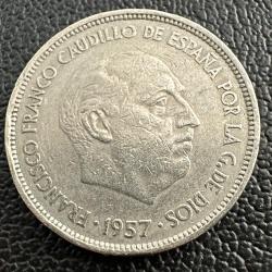 İspanya 25 Peseta 1957 (70). Faşist General Franko Dönemi.