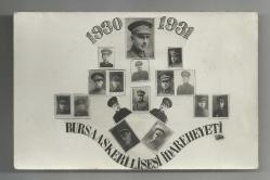1930 - 1931 BURSA ASKERİ LİSESİ İDARE HEYETİ ESKİ FOTOKARTI...