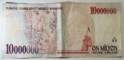 7. Emisyon 10 Milyon Türk Lirası A77 889812 Çok Temiz Kondisyonda Koleksiyonluk Eski Para