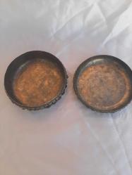 Doğal Taş Süslemeli Gümüş Kaplamalı Bakır Kap