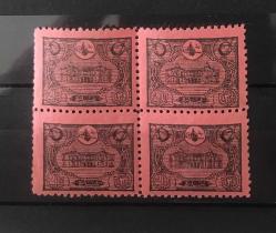 1913 YENİ POSTAHANE RESİMLİ NONEMİ TAKSE PULLARI Katalog 451 / 4 LÜ BLOK