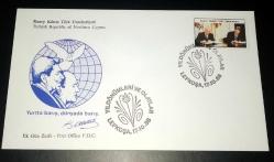 1988 Yıldönümleri ve Olaylar Yurtta Barış, dünyada barış İlk gün damgalı zarf KKTC