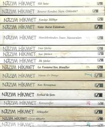 Nazım Hikmet kitapları 16 kitap (sıralı 9 şiir, 1 oyun, 1 roman, 3 masal, 1 mektup, 1 yazılar) 835 satır, Benerci, Kuvayi milliye, Bursa kalesi, insan manzaraları, yeni şiirler, son şiirleri, ilk şiirleri, La fontaine, Ferhat ile Şirin, kan konuşmaz, hikayeler, Nazım ile Piraye…