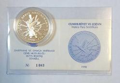 1998 YILI CUMHURİYET VE LOZAN BARIŞ ANTLAŞMASININ 75.YILI DARPHANE HATIRA GÜMÜŞ PARASI/SERTİFİKALI