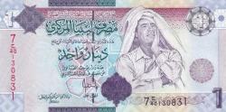 Libya Muammer Kaddafi portresi 2009 1 Dinar Çil