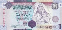 Libya Muammer Kaddafi portresi 2009 1 Dinar Çil