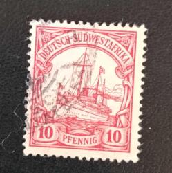 Almanya Koloni Yelkenli, Güneybatı Afrika, Kaiser’s Yacht, 10 pfennig kırmızı, 1914-14