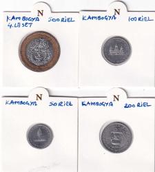 Kamboçya Tedavüldeki Madeni Paralar 4 adet Takım Normatif Kapama İçinde