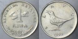 HIRVATİSTAN 1 KUNA 1993 SANSAR VE BÜLBÜL TEMALI.