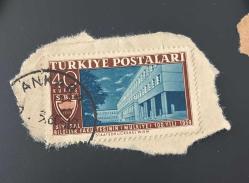 Türk Pulu - Turkish Stamp - Mektup Zarfından Kesilmiş / Postadan Geçmiş Pul Filateli - ANKARA, 1960 DAMGALI - SİYASAL BİLGİLER FAKÜLTESİNİN 100. YILI 1959 TEMALI PUL, 40 KURUŞ - Türkiye Cumhuriyeti - NOSTALJİK DOĞUM GÜNÜ HEDİYESİ