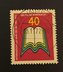 Almanya Pulu - Germany Stamp - Postadan Geçmiş Pul Filateli - 1972 Damgalı - Uluslararası Kitap Yılı'na adanmış posta pulu, 40 PARA - YABANCI PULLAR, NOSTALJİK DOĞUM GÜNÜ HEDİYESİ