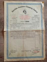 Guardian Assurance Company Limited 1962 tarihli sigorta poliçesi