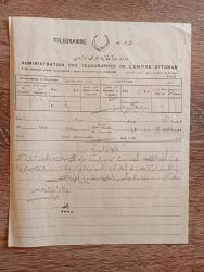 Devleti Aliye Osmaniye Telgraf İdaresi'ne ait telgraf