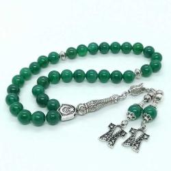 8 mm Yeşil Akik Tespih, Özel Tasarım Püsküllü