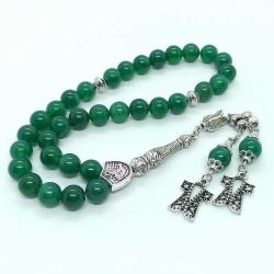 8 mm Yeşil Akik Tespih, Özel Tasarım Püsküllü