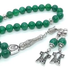 8 mm Yeşil Akik Tespih, Özel Tasarım Püsküllü