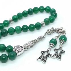 8 mm Yeşil Akik Tespih, Özel Tasarım Püsküllü