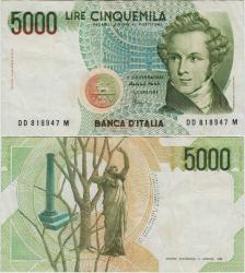 İTALYA 5000 LİRET 1985 BELLİNİ TEMALI. ÇOK ÇOK TEMİZ(-)