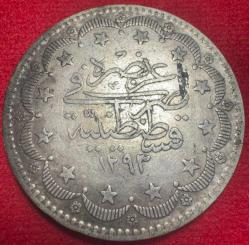 OSMANLI ABDÜLHAMİD 1876-1909  ( AH 1293-1327)  20 KURUŞ  GÜMÜŞ 1293/2