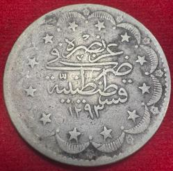 OSMANLI ABDÜLHAMİD 1876-1909  ( AH 1293-1327)  20 KURUŞ  GÜMÜŞ 1293/3