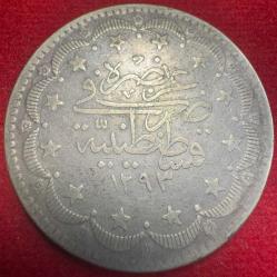 OSMANLI ABDÜLHAMİD 1876-1909  ( AH 1293-1327)  20 KURUŞ  GÜMÜŞ 1293/2