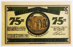 Almanya Asırlık Notgeld 75 Pfenning..((1921))