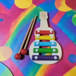 gitar görünümlü ahşap gövdeli mini ksilofon & 21 cm