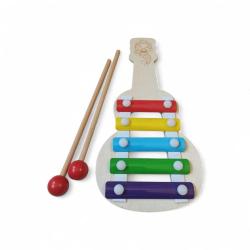 gitar görünümlü ahşap gövdeli mini ksilofon & 21 cm