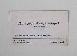 İzmir - Tilkilik / Kurra Hafız Mustafa Albayrak Mevlüthan  Kartvizit