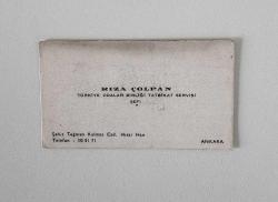 Ankara / Rıza Çolpan Türkiye Odalar Birliği Tatbikat Servisi Şefi Kartvizit