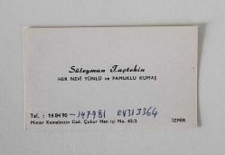 İzmir / Süleyman Taştekin Her Nevi Yünlü ve Pamuklu Kumaş Kartvizit