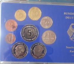 1977 G ALMANYA MADENİ PARALAR 1 PFENİGDEN 5 MARK A KADAR TAM SET ÇİL