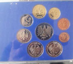 1977 G ALMANYA MADENİ PARALAR 1 PFENİGDEN 5 MARK A KADAR TAM SET ÇİL