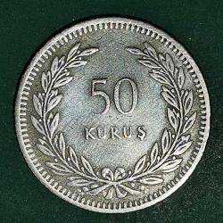 TÜRKİYE  1947  50 KURUŞ  GÜMÜŞ 4 GRAM