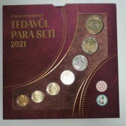TÜRKİYE  2021  TEDAVÜL MADENİ PARA SETİ   1 TL JETON  GÜMÜŞ 6 GRAM