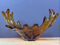 Amber Işıltısı: 1960’lar Mid-Century Modern Geyik Boynuzu Formlu Heykelsi Murano Cam Meyvelik