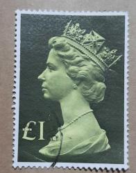 İngiltere 1977-87 Kraliçe Elizabeth 1 Pound Büyük Boy Damgalı Pul