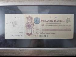 (No21) Osmanlı Selanik Bankası kullanılmamış çek