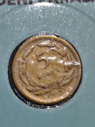 Türkiye Cumhuriyeti 1950 yılı 5 Kuruş ve 1944 Yılı 25 Kuruş