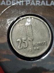 Türkiye Cumhuriyeti 1950 yılı 5 Kuruş ve 1944 Yılı 25 Kuruş