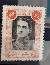 LOT.10 » Iran 1942 Şah Rıza Pehlevi nadir seriden damgalı 10 R.valor katalog 750 tl